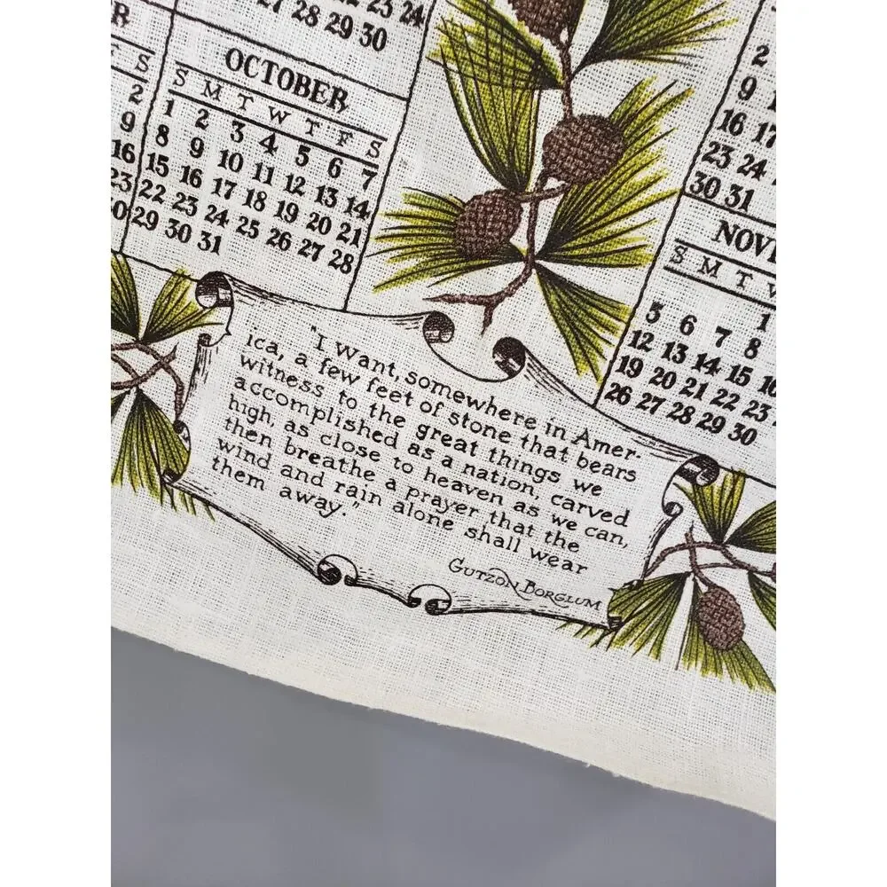 Vintage Linen‎ Wall Hanging 1978 Calendar Mount Rushmore Souvenir Grandma Decor